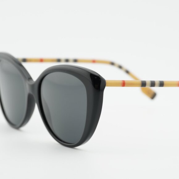 Burberry BE4407 385387 Sunglasses Black/Vintage Cat Eye Frame, Grey Lenses main image 9